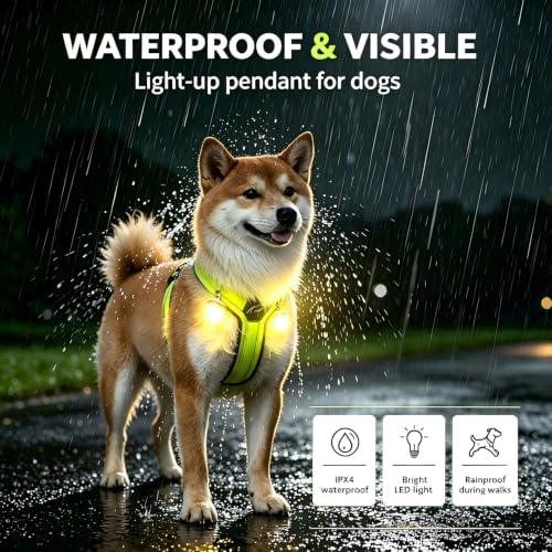 LaRoo LED Dog Collar Charm, Rechargeable Light with 3 Modes, Natural Rubber Pet Safety Light, 5 Hour Glow(Yellow) - color: Yellow-C