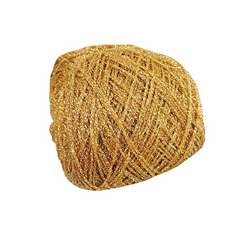 860yd Gold Lurex Thread 3.52oz Shining Glitter Sparkle Metallic Yarn DIY Fancy Crochet Project String Knitting Sweater Scarf Accessory 3mm Thick Golden