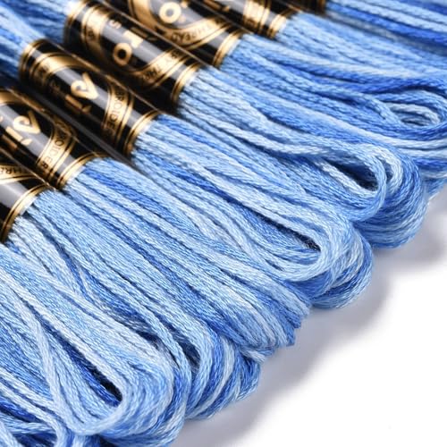 10 Skeins Dodger Blue 0.5mm 6-Ply Polyester Embroidery Floss Cross Stitch Threads Segment Dyed Gradient for DIY Craft Hand Sewing Knitting DIY Crafts Jewelry Making 8.75 Yards(8m)/Skein - color: Dodger Blue
