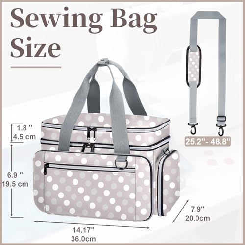 Anitor Sewing Supplies Organizer, Double Layer Sewing Storage Organizer - color: Round Dot, size: Medium
