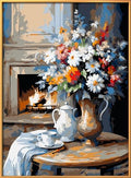 Leczany Cross Stitch Stamped Kit for Beginner - Fireplace and Flowers | DIY Embroidery Starter Patterns Craft Kit Needlepoint for Adults | 11CT, 3 Strands | 13x17.7 inches - color: 11CT Stamped kits,Fireplace and Flowers 13x17.7 inches