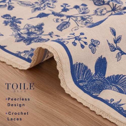 FINGERCRAFT Lace Cloth Napkins, Cotton Linen, 12 Pack, 20x20 Inch, Toile - color: Toile, size: 20" x 20" (Set of 12)