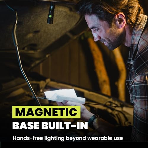 KLX Magnetic Neck Light - Hands-Free Detachable Zoomable Magnet Flashlight, Rechargeable Book Light, Flexible Neck Work Lamp for Reading, Camping, Repairing, Mechanics, DIY
