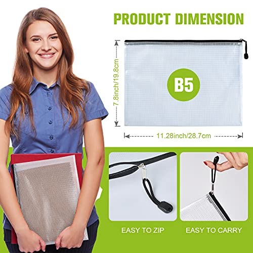 6PCS Mesh Zipper Pouch Bags: B5 Clear Zipper Pouches for Classroom, Black - color: Black, size: B5 (11.26×7.9 inch)