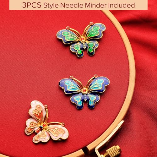 3pcs Needle Minder for Sewing,Magnetic Needle Keeper for Cross Stitch,Cute Butterfly Cartoon Pin,Needle Holder for Embroidery, Quilting Metal Needle Minders Accessory, Gift for Cross Stitch Lover