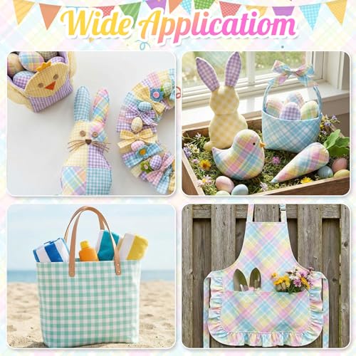 Tatuo 30 Pcs Pastel Gingham Cotton Fabric Square 10 x 10'' Patchwork Bundle - style: Pastel Gingham