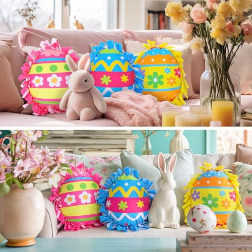 Weysat 6 Sets Easter Egg Tied Pillow Craft Kit DIY Easter Egg Pillow Craft Gifts with PP Cotton for Spring Party Decor Vbs School Favors Classroom Giveaways - style: Easter