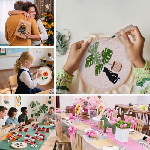 Punch Needle Kit for Adults Beginners - 3 Sets DIY Embroidery Starter Kit - color: 04-cats
