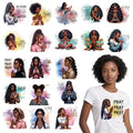 Wxiben 20 Pcs Black Girl Iron on Transfer Dtf Transfers Ready to Press - style: Pray Black Girl