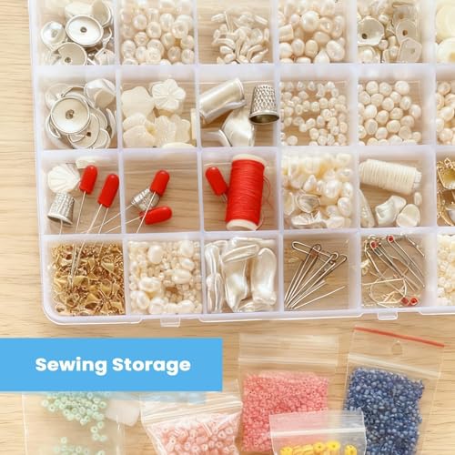 2pack 24-Grid Clear Plastic Bead Organizer Box with Adjustable Dividers
