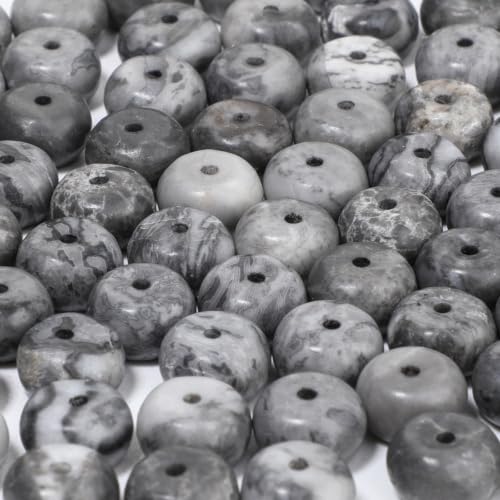 5x8mm 100Pcs Natural Map Jasper Rondelle Beads for Jewelry Making Loose Spacer Abacus Disk Beads Gemstone for Bracelets Necklace DIY Crafts - color: Map Jasper