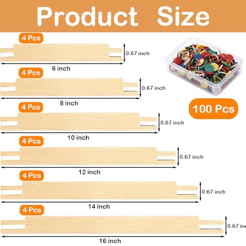 24 Pcs Stretcher Bars for Needlework, Wooden Needlepoint Stretcher Bar - color: 24 Pcs（6 Size）