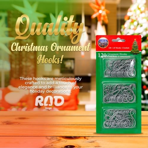 Christmas Tree Hanging Ornament Hooks - Silver Metal Wire Hangers 120 Pk