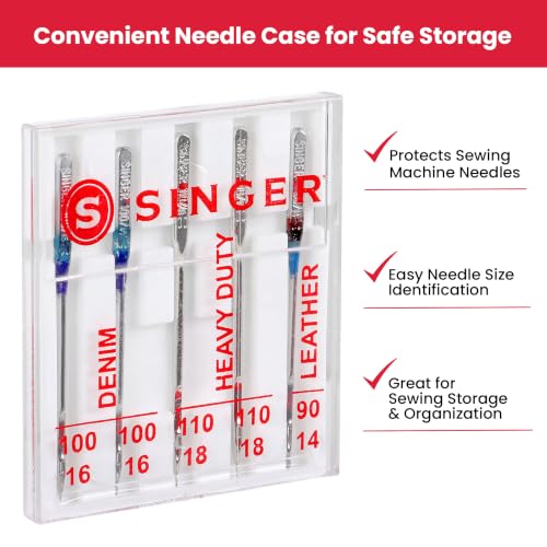 SINGER Heavy Duty Needles 90/14 100/16 110/18 Denim Leather 5-Count