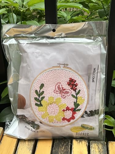 Meoe&heome Punch Needle Kit for Beginners, DIY Embroidery Set with 20+ Patterns(Pink Cluster) - color: Pink Cluster