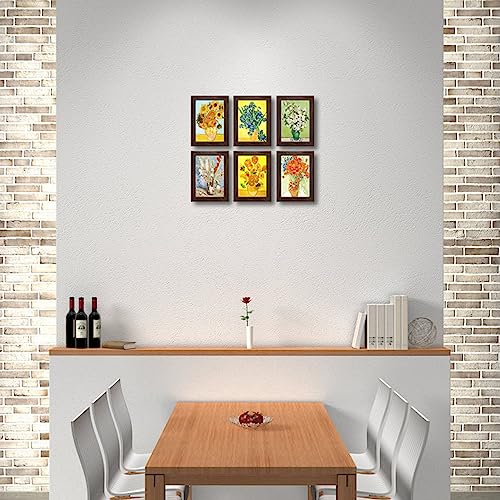 5X7 Picture Frame Set of 6 with Real Glass for Pictures 4x6 with Mat or 5x7 Without Mat,Wall or Tabletop Gallery Photo Frames in Walnut - color: Walnut, size: 5x7(set of 6)