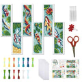 FREEBLOSS 6 Set Lotus Cross Stitch Bookmark Kit 8.66''x3.15'' 11CT - style: Koi ponds