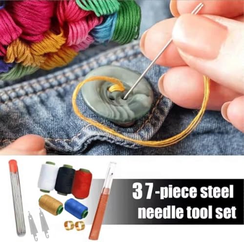 Sewing Kit 37 Piece Hand Sewing Kit with Stainless Steel Needles Portable Needle and Thread Kit for Home Travel Repairs Adults Beginners