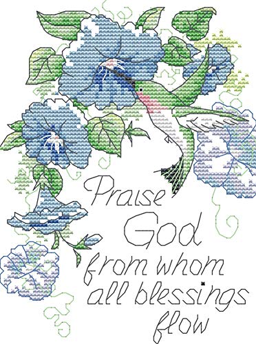 Cross Stitch Kits, Awesocrafts Quotes Praise God from Whom All Blessings Flow Easy Patterns Cross Stitching Embroidery Kit Supplies Christmas, Stamped or Counted (Praise God, Stamped) - size: Stamped