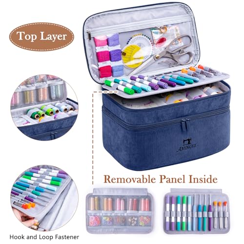 Double-Layer Sewing Organizer Bag with Pin Cushion for Sewing Supplies - color: Navy, size: Style A - Courony