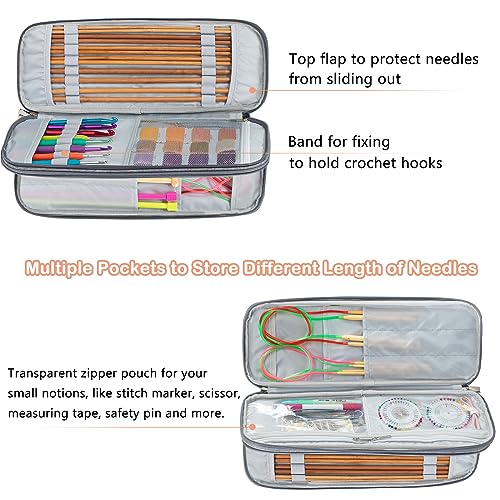 MYBAGZING Knitting Needle Case 14" Organizer for Straight &Circular Needles - color: Grey, size: Fits up to 14 inches