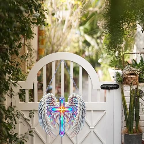 ZeeLionArt Hanging Diamonds Art kit for Adult,Angel Wings Pendant Diamonds Painting Art Kit,7.0x6.6inch Acrylic Diamonds Painting Board Kit Ornament, Special Crystal Diamond Hanging Ornament - color: DP02387