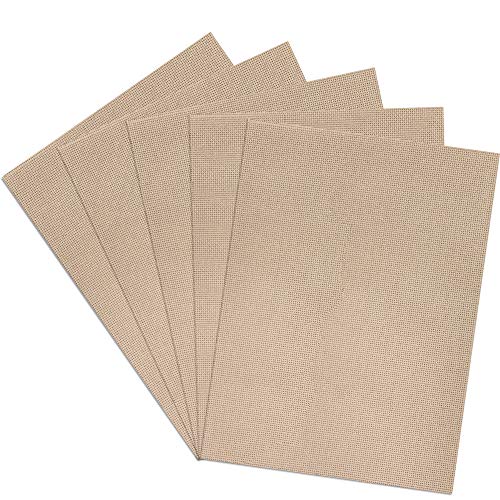 Aida Cloth 14 Count Cross Stitch Fabric,12×18inch,5Pcs (litgh Khaki) - color: Tan
