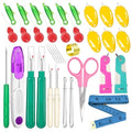 Lechchy 36 Pcs Sewing Tool, 2 Big+ 2 Small Seam Rippers, 20 Needle Threaders, 1 Small Sewing Scissors, 1 Thread Snips, 2 Drawstring Threaders, 1 Soft Tape Measure, 1 Awl Tool, 1 Thimble, and 5 Needles - color: Style 2