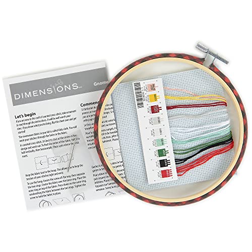 Dimensions Truck Gnomes Counted Cross Stitch Kit, 6" D, Blue,Red 6 - color: 14 Cnt. Light Blue Aida,