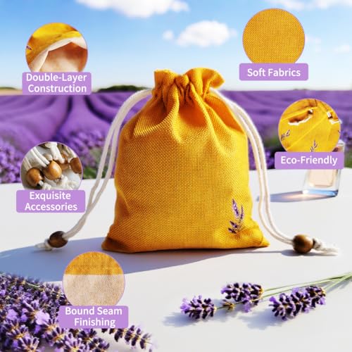 Daclubmenxy 20 PCS Small Burlap Drawstring Bags Pouch, Empty Sachet Bags, Gift Mini Drawstring Bags, Reusable Gift Linen for Wedding Favors Party Jewelry Coffee DIY (Mustard Yellow, 4.5x6 in)