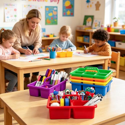6PC Classroom Caddy, 7.87x5.9x3.35 Inches, 5 Compartment with Handle