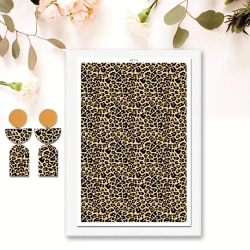 10 Pcs Transfer Paper for Polymer Clay, Leopard Pattern Water-Soluble Disposable Clay Transfer Sheets for Crafting Soft Ceramic Earrings, Jewelry & Polymer Clay Molds DIY Craft 5.8X3.9 inch - color: Leopard