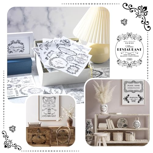 BBTO Classic Style UV Transfer Paper Stickers for Crafts and Furniture, 12 Sheets, 5.5 x 5.7 Inch, Vintage Theme, Waterproof - style: Classic