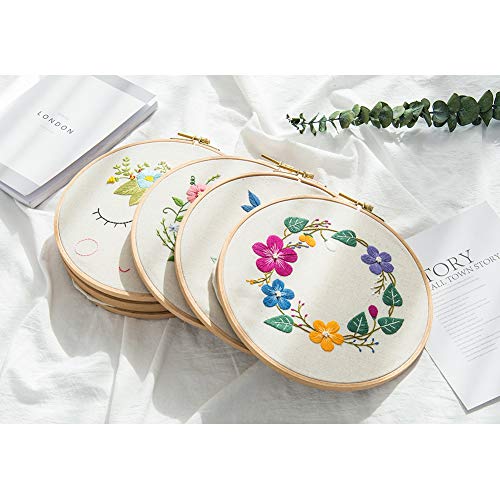 2 Pack 8'' Embroidery Hoop, guofa 20CM Round Beech Wood Cross Stitch Hoops, Decorative Hanging Stitch Hoops Frames for Craft - style: 8 inch
