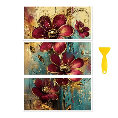 Peacoblue Gold Edge Flowers Rub On Transfers for Furniture Craft 6"x12" - style: Old Gold Edge Flowers