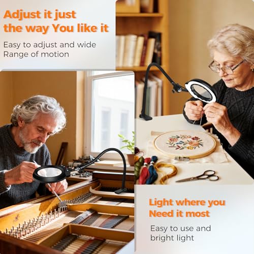 Magnifying Glass with Light Desktop Bigger 10D Magnifier Portable Lamp
