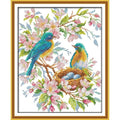 ITSTITCH Stamped Cross Stitch Kits- Full Set of Embroidery for Beginners or Adults,14 CT 2 Strands DIY Singing Blue Bird Patterns Counted Arts Craft 11×13.4 inch - color: Singing blue bird