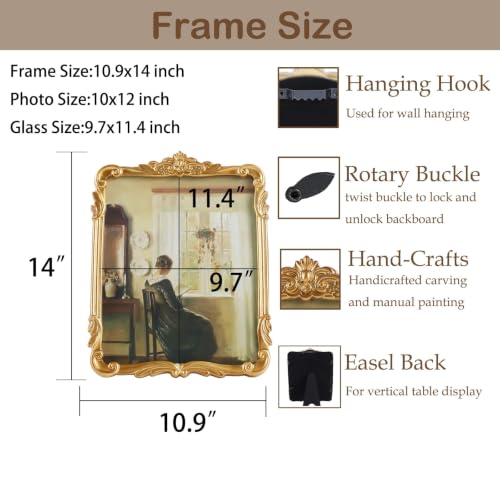 Vintage Picure Frame 10x12 Antique Victorian Gold Bronze Wall Decor - color: Golden Bronze, size: 10x12