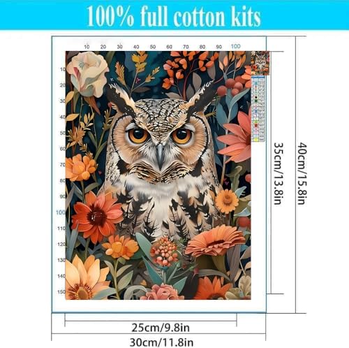 Owl Stamped Cross Stitch Kits for Adults Beginner, Flowers Counted Cross Stitch Kits Printed Stitching Cute Patterns Dimensions Needlepoint Art Crafts Embroidery Kits for Adults - color: Cross Stitch-1215-5