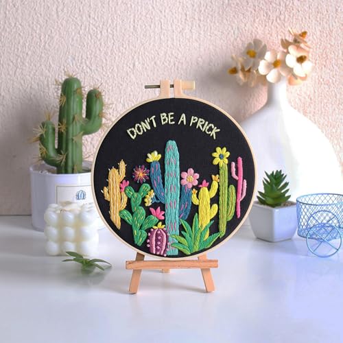 Louise Maelys Cactus Embroidery Kit for Beginners Plant Gift DIY Craft - color: art cactus