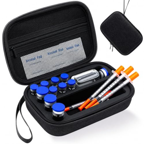 Peptide Case for Fridge Bac Water for Peptides for 3ml 5ml 10ml 30ml Vials - color: Black- 7×(1-3ml)+3*(1-10ml)+1*30ml