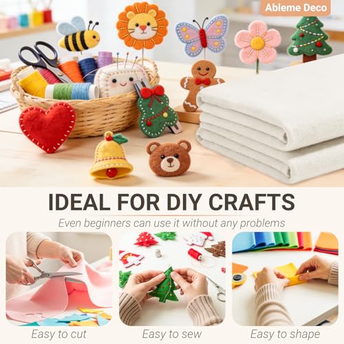 Ivory Felt Fabric Sheets 18" x 18" (2 Pack) 1.6mm Soft Craft Felt Squares - color: Ivory