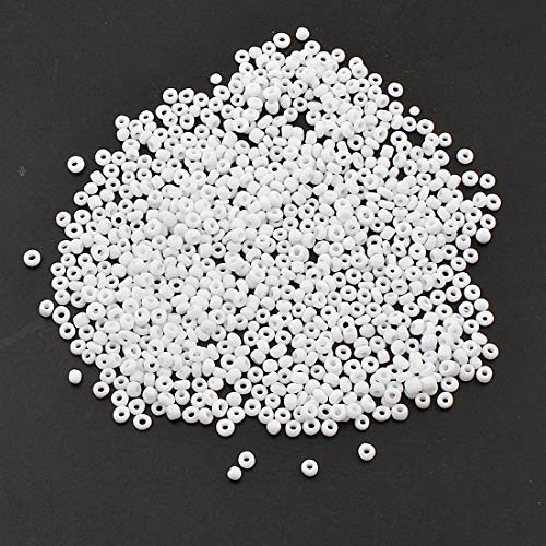 Perlin Glass Seed Beads 3mm 8/0 Round Mini Small Pony Beads 3300pcs for Making Earrings Bracelets Pendants Waist Jewelry DIY Handmade Opaque Color Kit (White, 2,6 mm ~ 3 mm) - color: White