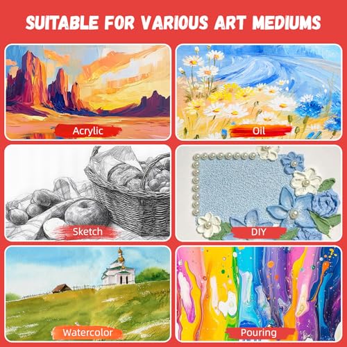 Simetufy 12 x 12 inch 12 Pack Painting Canvas Boards- Gesso Primed - size: 12"x12"