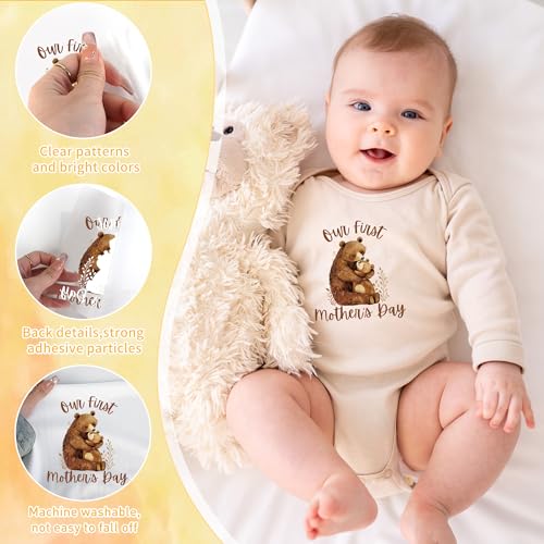 First Mother's Day Iron on Transfers, Onesie Decals for Baby Shower - style: First Mother's Day