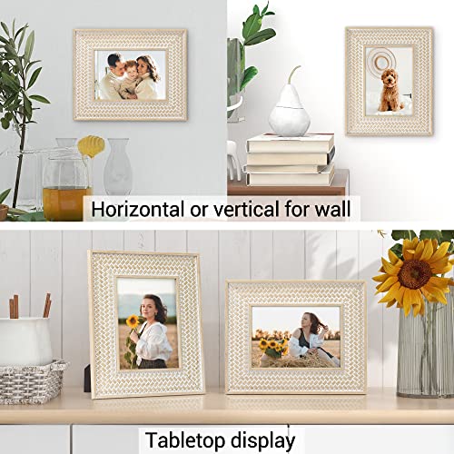 Boho 5x7 Picture Frame Rattan Photo Frame Set of 2 - color: Rattan Beige, size: 5x7