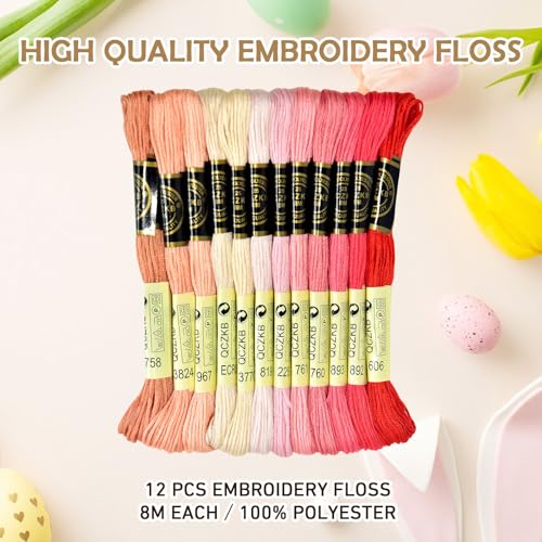 Premium Rainbow Color Embroidery Floss - Cross Stitch Threads - Friendship Bracelets Floss - Crafts Floss - 12 Skeins Per Pack Embroidery Floss,Warm Peach-Orange - color: Warm Peach-Orange