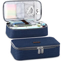 Homecube Capacious Pencil Case Pen Box Makeup Bag Pouch Pencils Holder Large Storage Stationery Box with Zipper School Supplies for College and Office - Navy Blue - color: Navy Blue