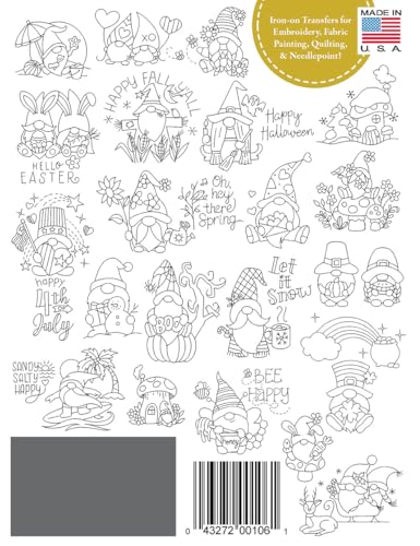 Aunt Martha's Gnome of the Month #415 Embroidery Iron on Transfer Pattern