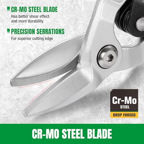 SK 10-Inch Tin Snips Heavy Duty, Left Cut Aviation Snips, Cr-Mo Steel - size: 10" Left Cut